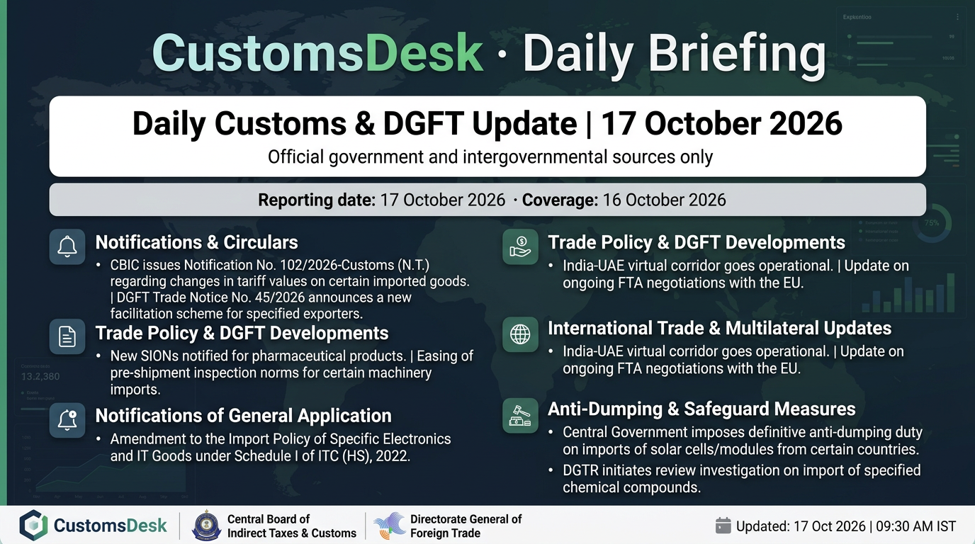 Daily Customs & DGFT Update | 17 October 2026