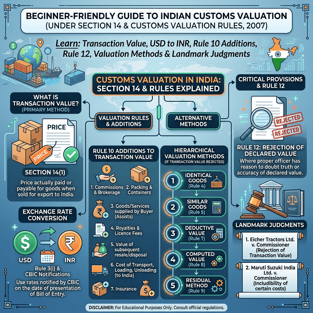 Customs Valuation in India: Section 14, Transaction Value, Exchange Rate and Valuation Rules&nbsp;Explained